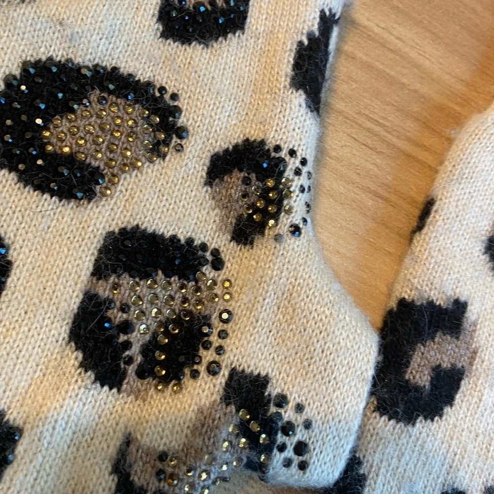Nwot Bari Lynn Leopard Animal Print  Fingerless Gloves Mittens Knit Beige Black
